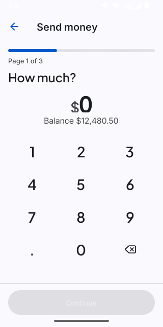 Send money on Pixel (Android emulator)