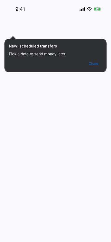 Coachmark on iPhone (iOS simulator)